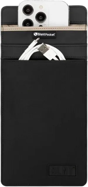 Silent Pocket SLNT Faraday Bag Smartphone Sleeve Weatherproof Nylon, Signal Blocking Device Shielding for iPhone, Samsung Galaxy, Most Phones - Privacy & Anti-Hacking (Black, Medium Plus)