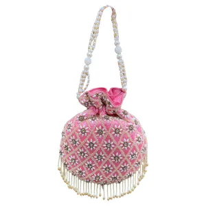 Silk Hand Potli Bag Purse With Handwork And Tassels #HB15