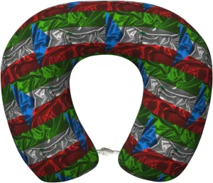 Silk Style Flag of Equatorial Guinea Neck Pillow Memory Foam U-Shaped Travel Neck Pillow for Airplanes Car Home