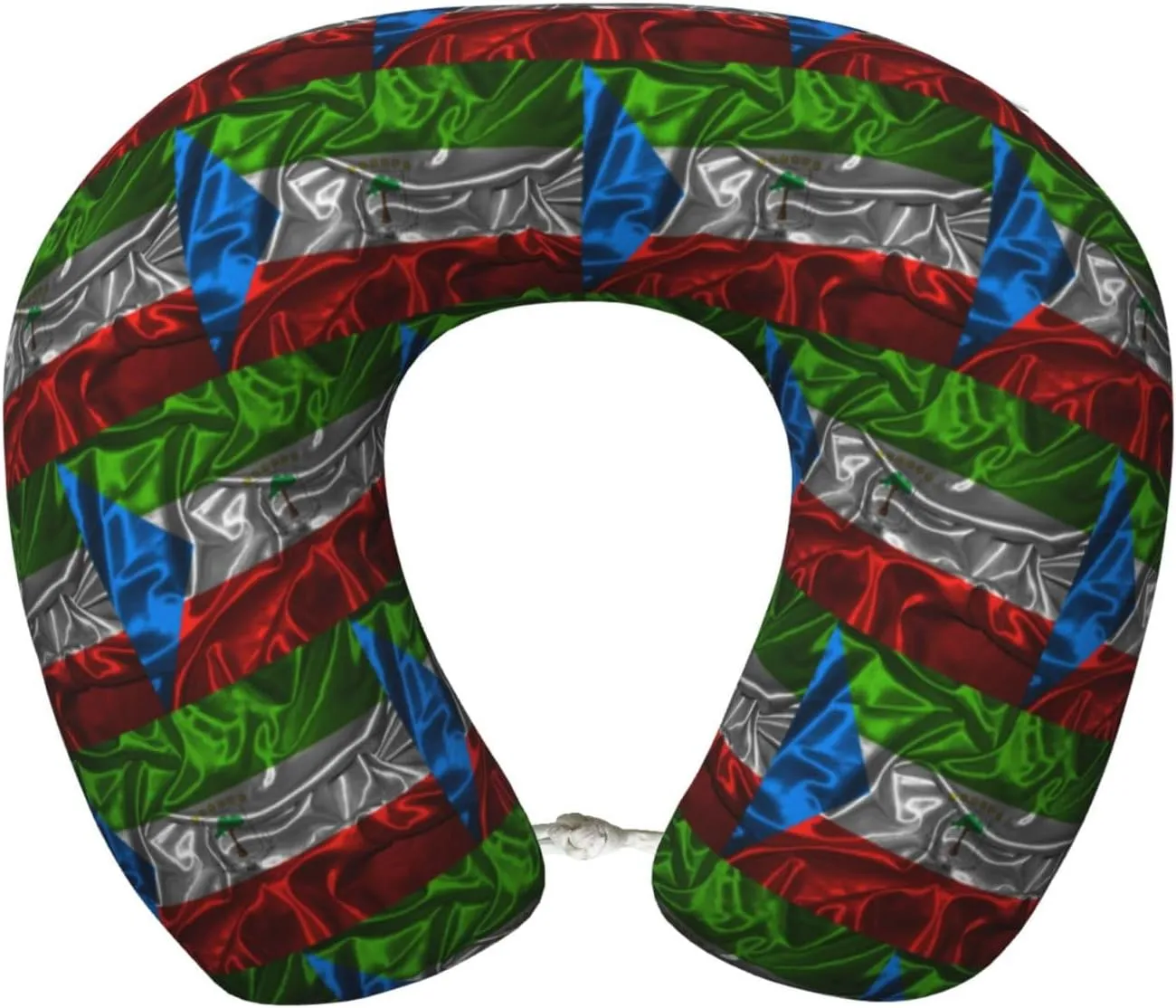 Silk Style Flag of Equatorial Guinea Neck Pillow Memory Foam U-Shaped Travel Neck Pillow for Airplanes Car Home