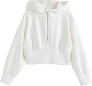 Simplee kids Cute Sweatshirts for Teen Girls Solid Pullover Half-Zip Hoodies 2024 Fall Tops 5-14T