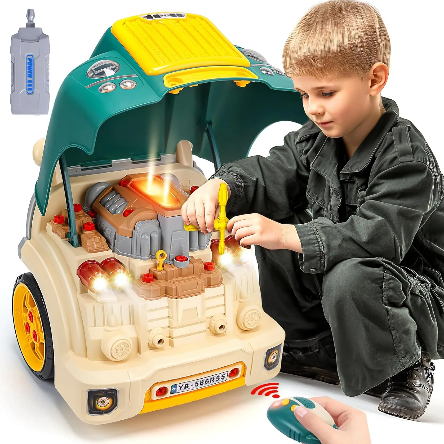 Skirtoy Large Truck Builder Kit with Light and Sound, Kids Mechanic Repair Set, Take Apart Toys, Toy Trucks for Boys and Girls, Age 4-7