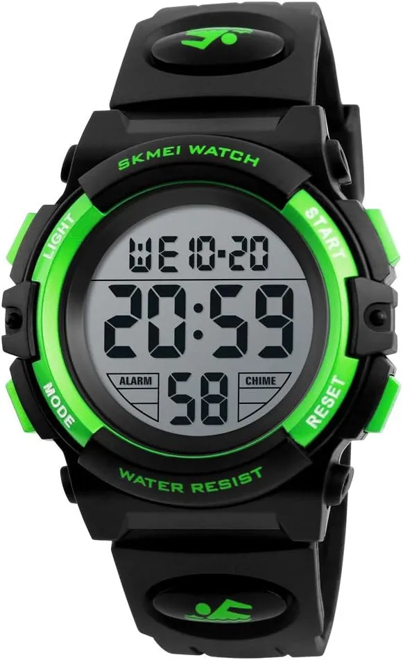 SKMEI Kids Digital Sports Watch Waterproof with Night Light for Age 5-12 Boys Girls Kids Gift