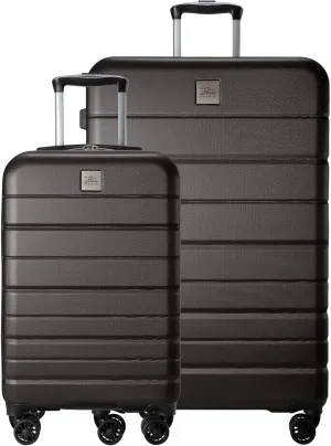 Skyway Epic 2.0 Hardside Lightweight and Durable ABS Shell Luggage, Spacious with 4-Wheel Spinners, Comfort Grip with Telescoping Handle, Men and Women, Midnight, 2-Piece Set (20,28)