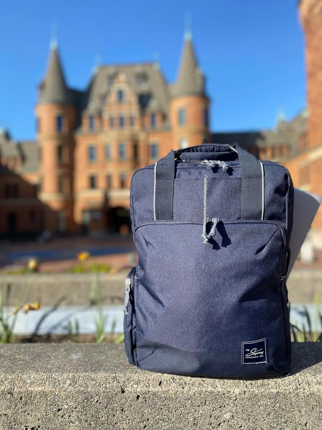 Skyway Luggage Rainier Deluxe Backpack, Eco-Friendly, Made of 100% rPET Travel Laptop Bag for Women & Men, Flight Approved Carry On Bag, 19L, Tahoe Blue