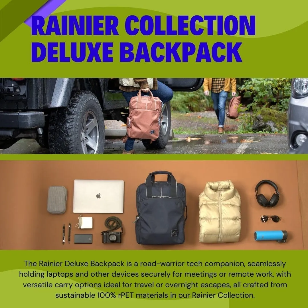 Skyway Luggage Rainier Deluxe Backpack, Eco-Friendly, Made of 100% rPET Travel Laptop Bag for Women & Men, Flight Approved Carry On Bag, 19L, Tahoe Blue