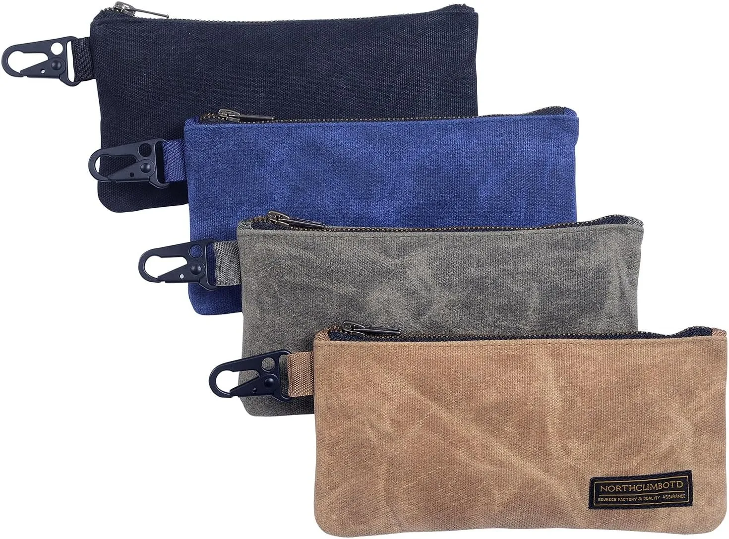 Small Tool Bag, Waxed Canvas Zippered Pouch, Tool Pouches with Zipper, Utility Small Tool Pouch for Tool Organizers and Storage, 8.5" x 4" - 4-Pack