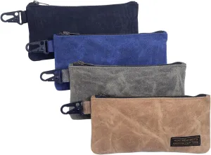 Small Tool Bag, Waxed Canvas Zippered Pouch, Tool Pouches with Zipper, Utility Small Tool Pouch for Tool Organizers and Storage, 8.5" x 4" - 4-Pack