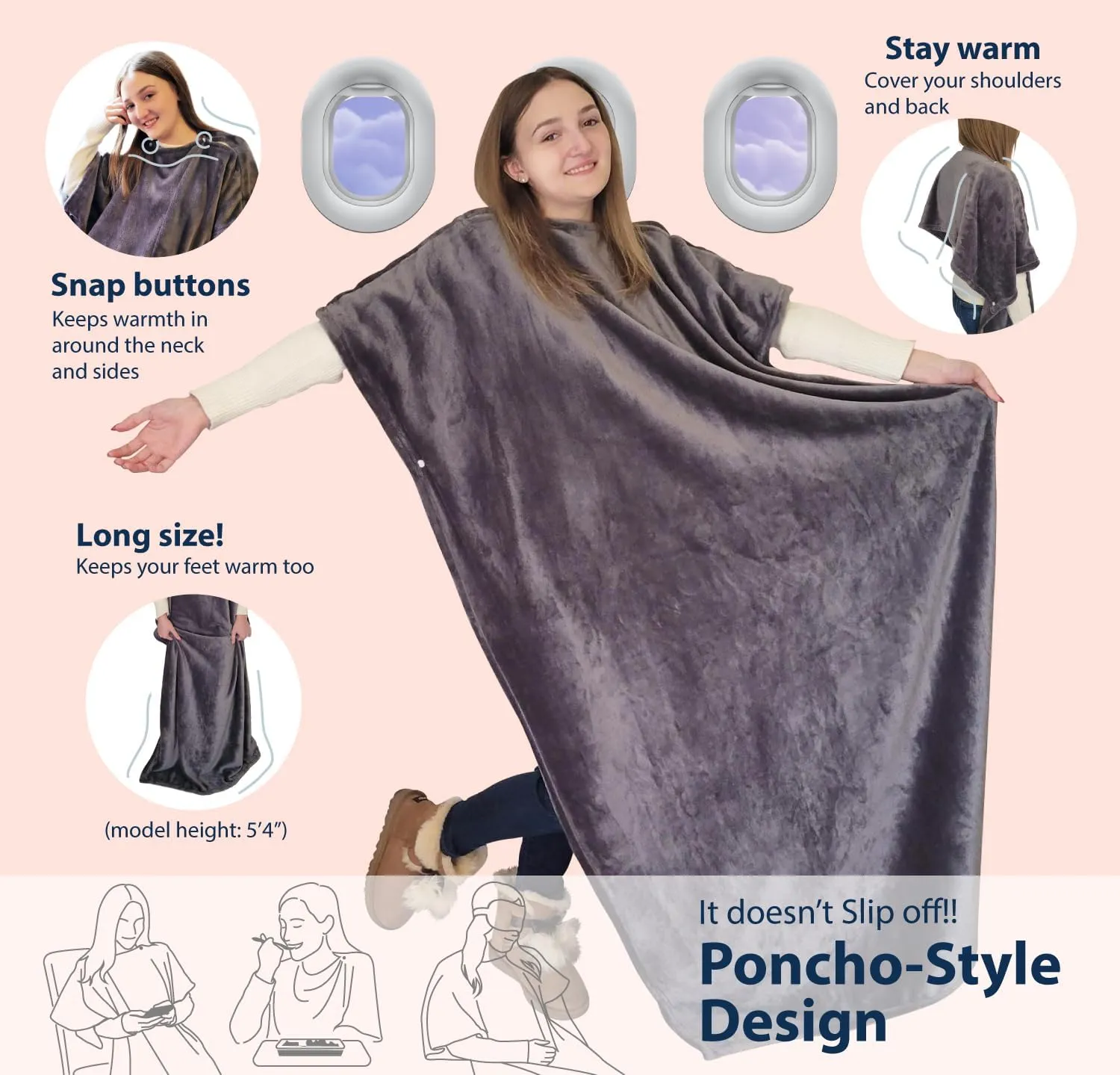 SMART TRAVEL Travel Products Cozy Warm Compact Travel Blanket Travel Blanket Airplane Compact with Bag Travel Essentials for Airplane Long Flight Essential for Woman,Men,Kids