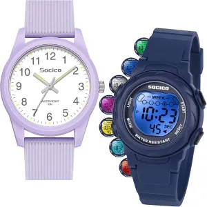 SOCICO Kids Watches for Boys & Girls – Digital 7 Color Lights, Stopwatch, Alarm & Analog Easy Time Learning – 50M Waterproof, Soft Durable Bands, Great Gift for Ages 4-12