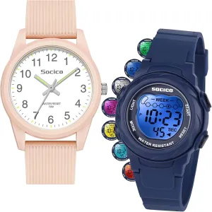 SOCICO Kids Watches for Boys & Girls – Digital 7 Color Lights, Stopwatch, Alarm & Analog Easy Time Learning – 50M Waterproof, Soft Durable Bands, Great Gift for Ages 4-12