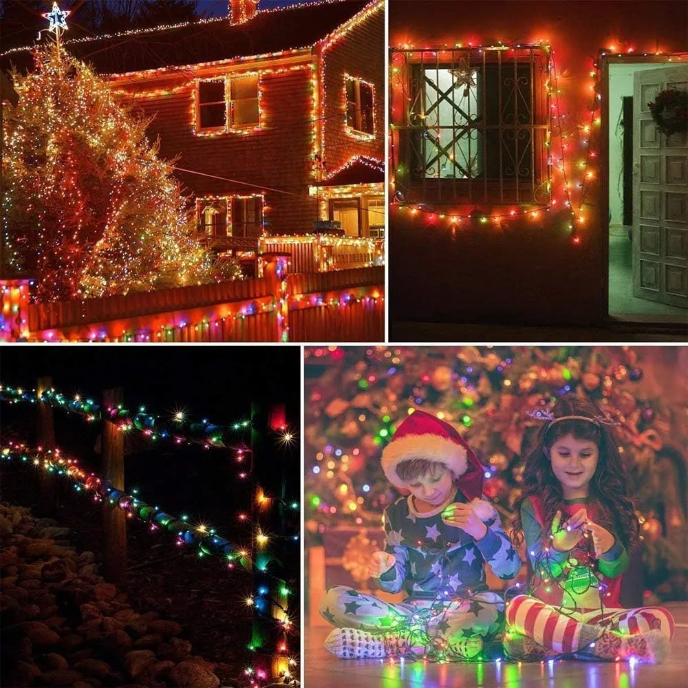 Solar String Lights, 72ft 200LED 8Modes Solar Powered String Lights, Waterproof LED Solar Lights String Outdoor for Fence Balcony Holiday Party(Multicolor, 2 Pack)
