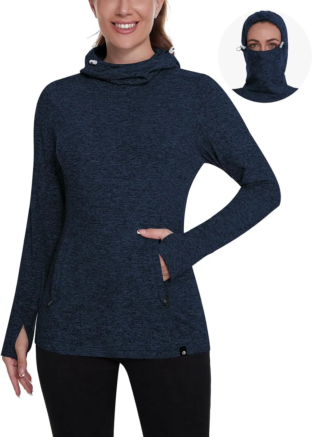 Soneven Women's Fleece Running Pullover Winter Outdoor Thermal Sweatshirts Cold Weather Ski Hiking Shirts With Thumbholes