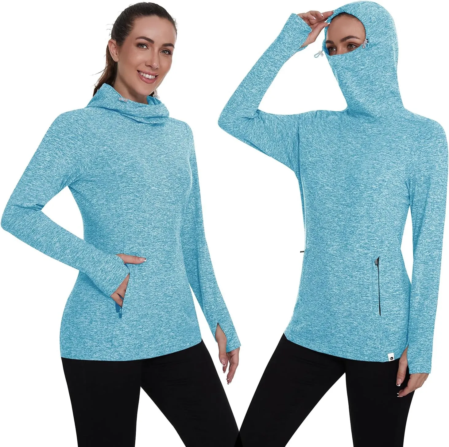 Soneven Women's Fleece Running Pullover Winter Outdoor Thermal Sweatshirts Cold Weather Ski Hiking Shirts With Thumbholes