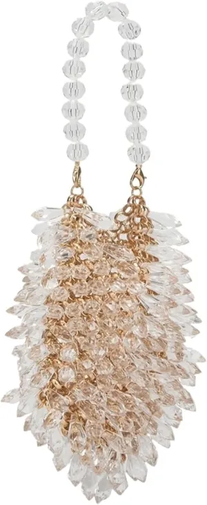 Sparkly Purse Small and Handmade Acrylic Solid Color Beads Women's Handheld Water Drop Bag and Elegant Dinner Bag