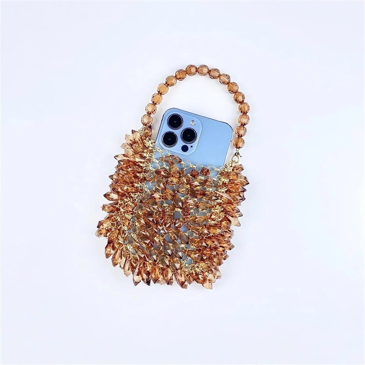 Sparkly Purse Small and Handmade Acrylic Solid Color Beads Women's Handheld Water Drop Bag and Elegant Dinner Bag