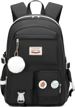 Spotted Tiger Girls Backpack Aesthetic Backpack for Teen Girl Cute School Bag Bookbag Anime School Backpacks for Girls (Black)