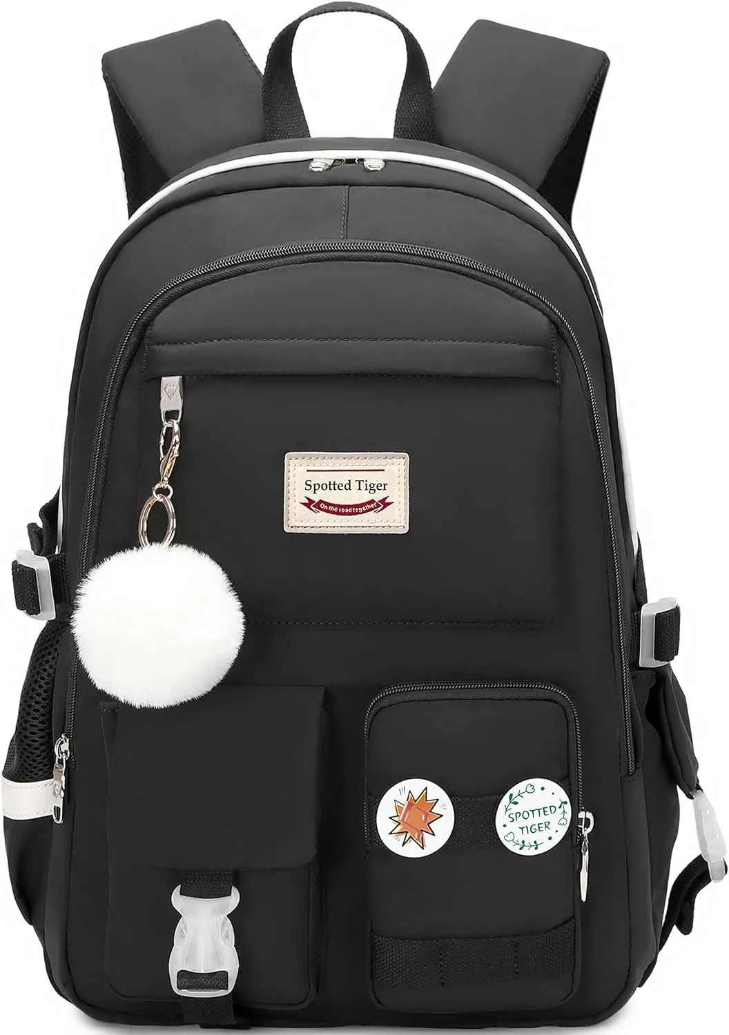 Spotted Tiger Girls Backpack Aesthetic Backpack for Teen Girl Cute School Bag Bookbag Anime School Backpacks for Girls (Black)
