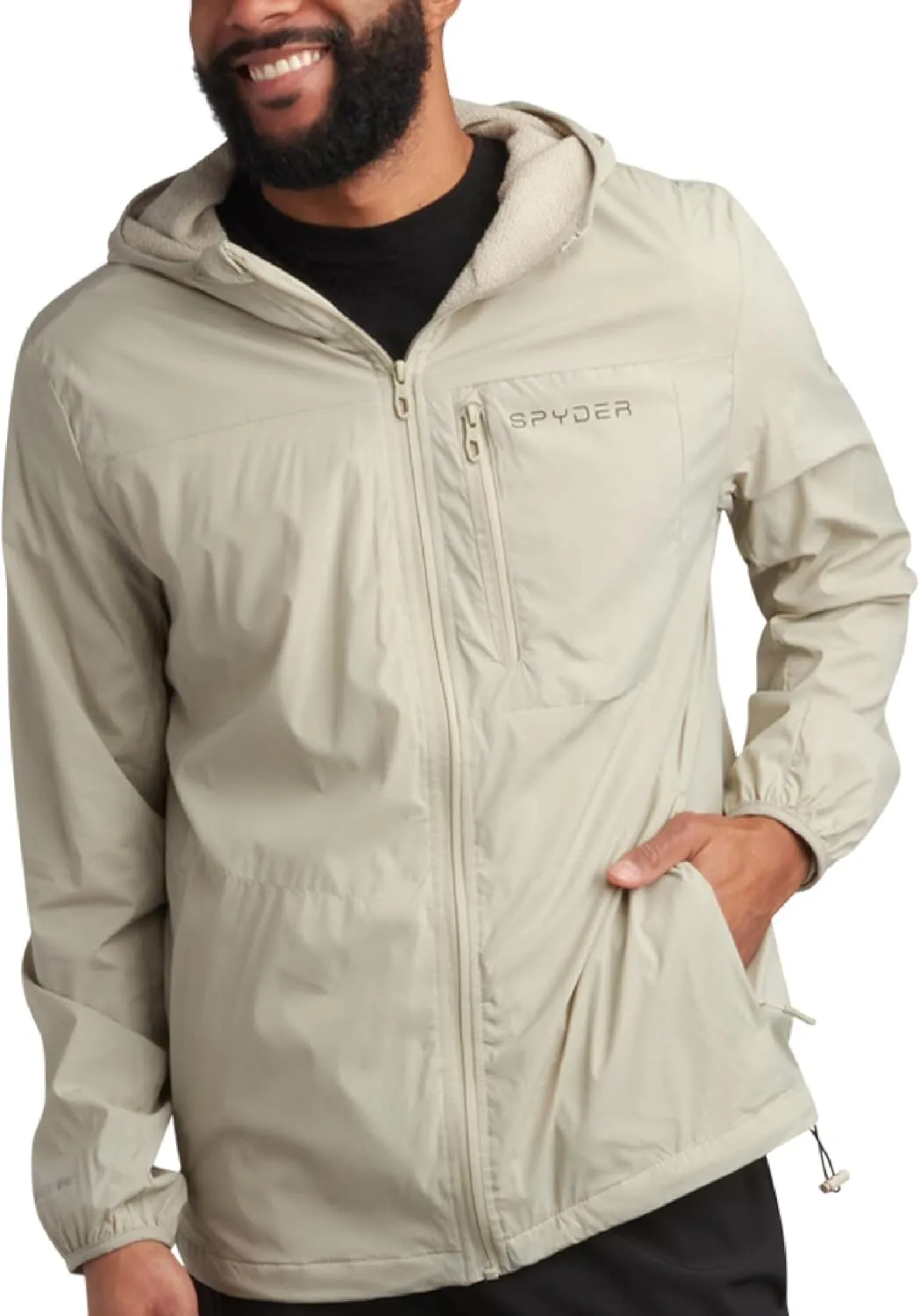 Spyder Mens Rain Jacket - Wind & Water Resistant Hooded Lightweight Rain Coats for Travel and Golf (Sizes: S-L)