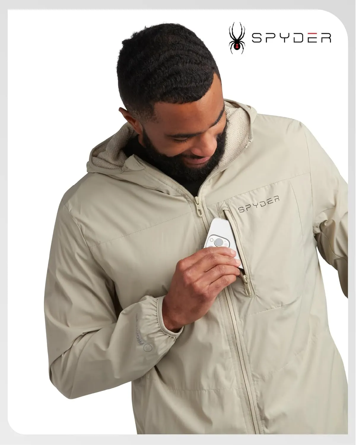 Spyder Mens Rain Jacket - Wind & Water Resistant Hooded Lightweight Rain Coats for Travel and Golf (Sizes: S-L)