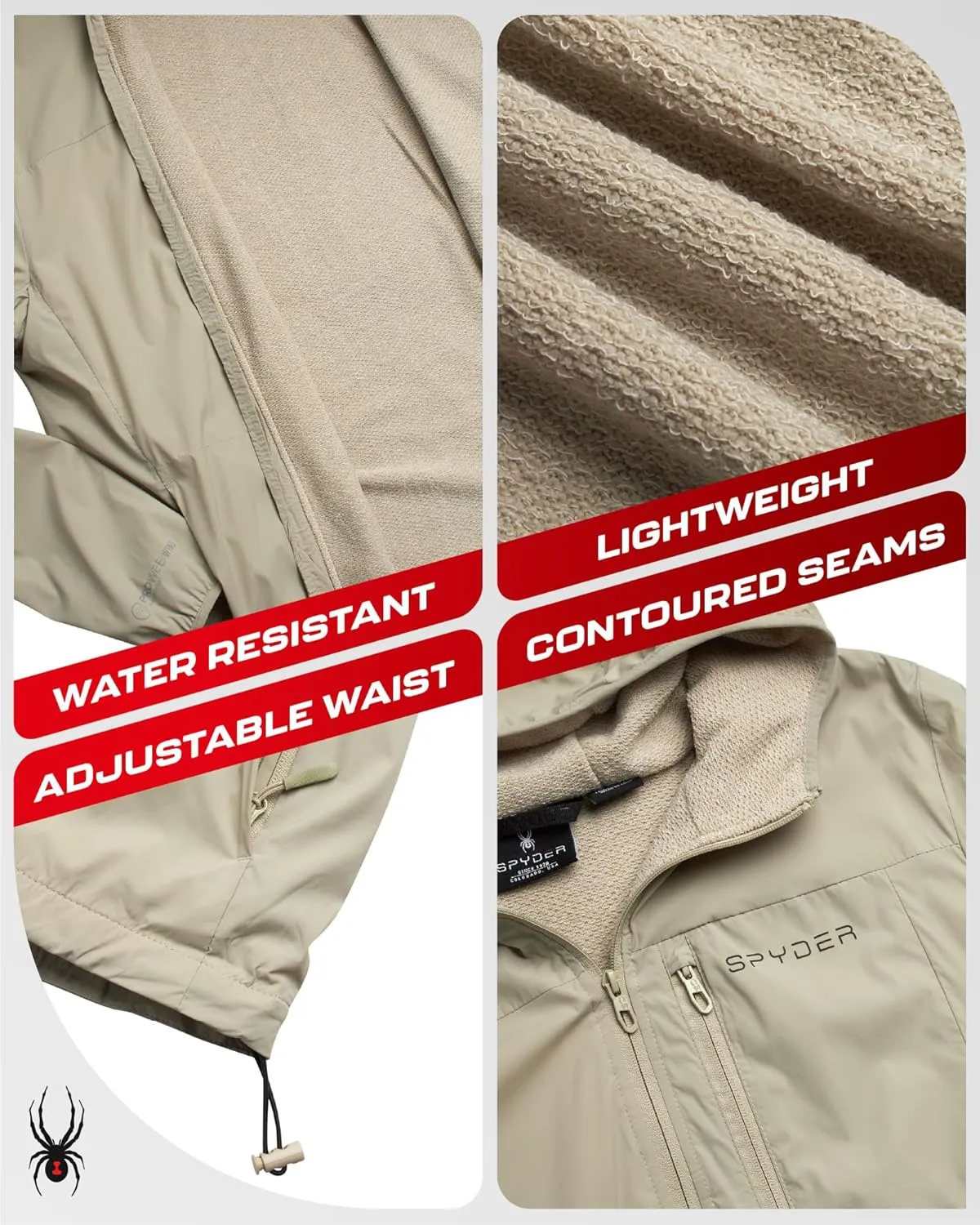 Spyder Mens Rain Jacket - Wind & Water Resistant Hooded Lightweight Rain Coats for Travel and Golf (Sizes: S-L)