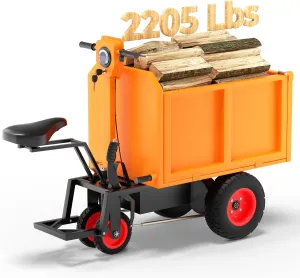 Square Electric Wheelbarrow Utility Cart, 48V 20A 1000W Capacity, 2205Lbs (One Ton), Material Hauler, Electric Wagon
