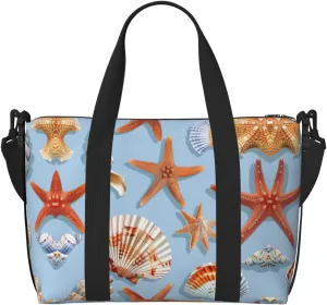 Starfish And Seashell Pattern Print Versatile Gym Sports Bag,Companion For Your Journeys And Fitness Routines