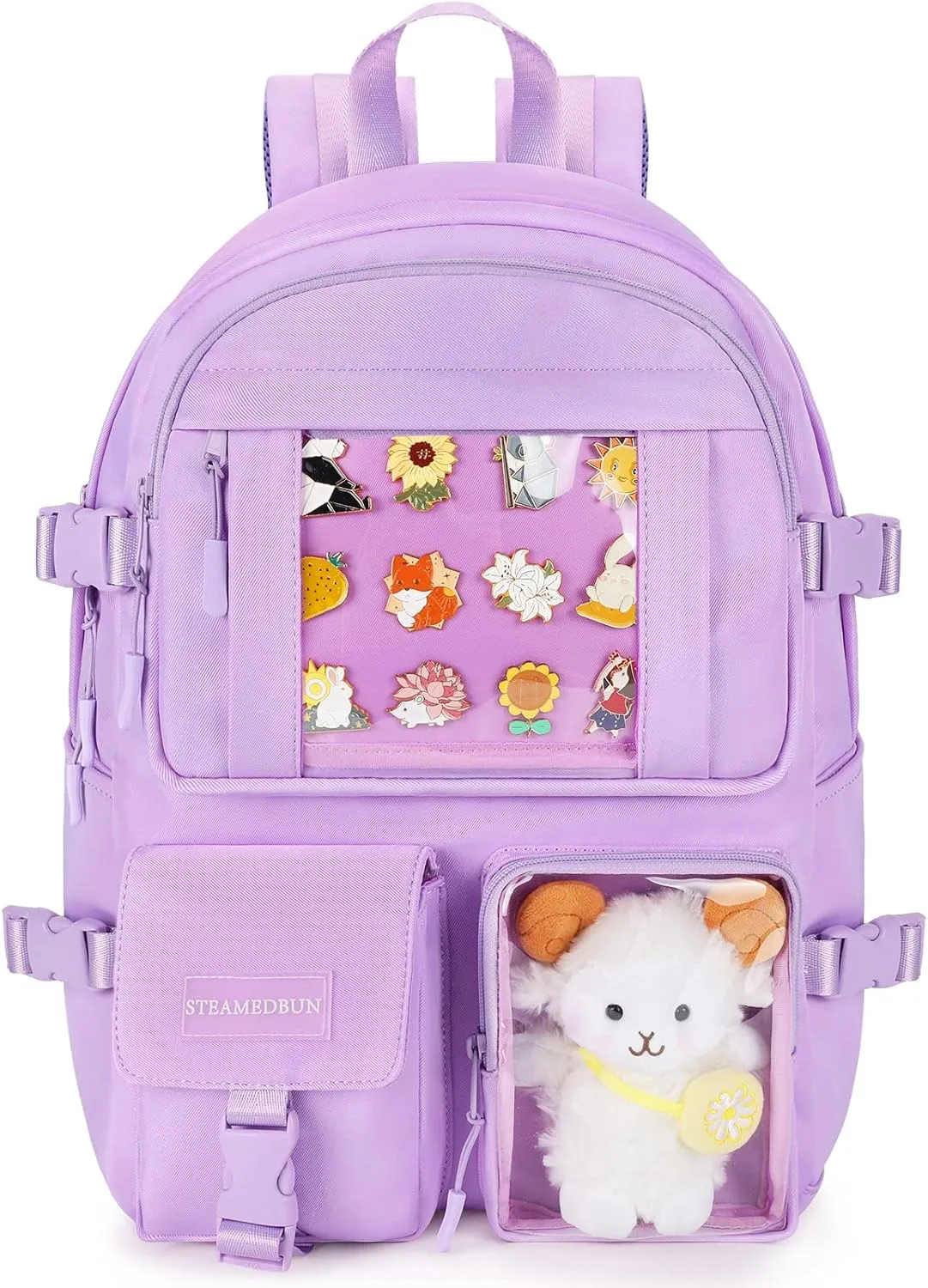 STEAMEDBUN Kawaii Backpack Cute Aesthetic Backpack for Girls,Ita Backpack with Inserts for School (without pins)