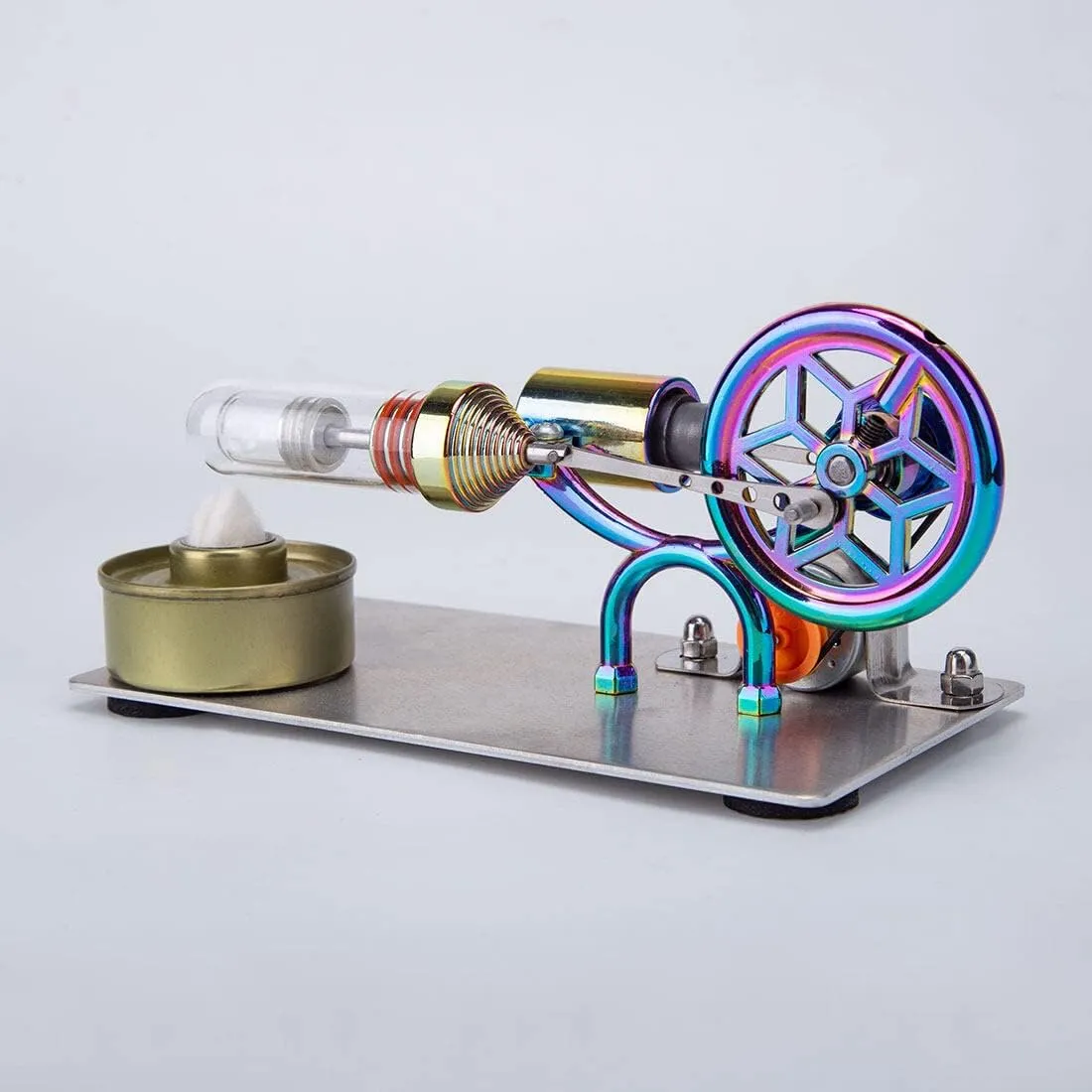 Stirling Engine Model Kit, Gradient Purple Hot-air Stirling Engine Generator Kit with LED Lights for Physical Science Experiment Display