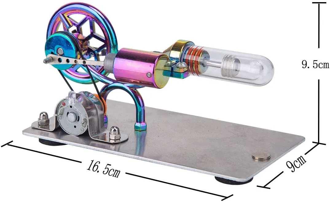 Stirling Engine Model Kit, Gradient Purple Hot-air Stirling Engine Generator Kit with LED Lights for Physical Science Experiment Display