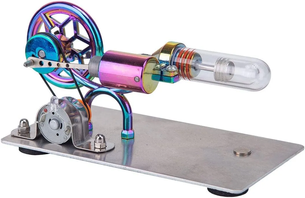 Stirling Engine Model Kit, Gradient Purple Hot-air Stirling Engine Generator Kit with LED Lights for Physical Science Experiment Display