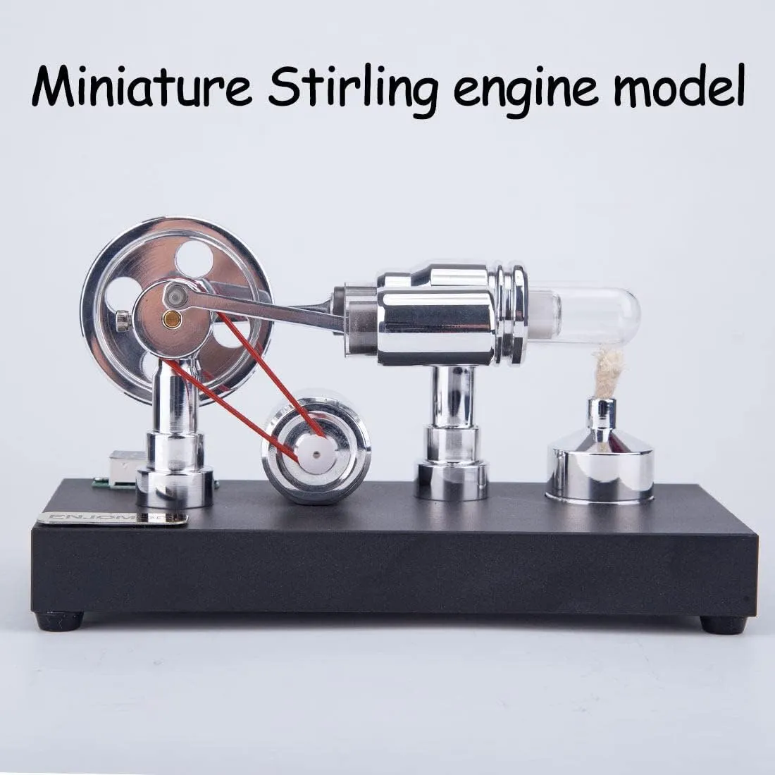 Stirling Engine Model Kit, Metal Gamma Hot-Air Stirling Engine with LED Bulb for Physical Science Experiment Display