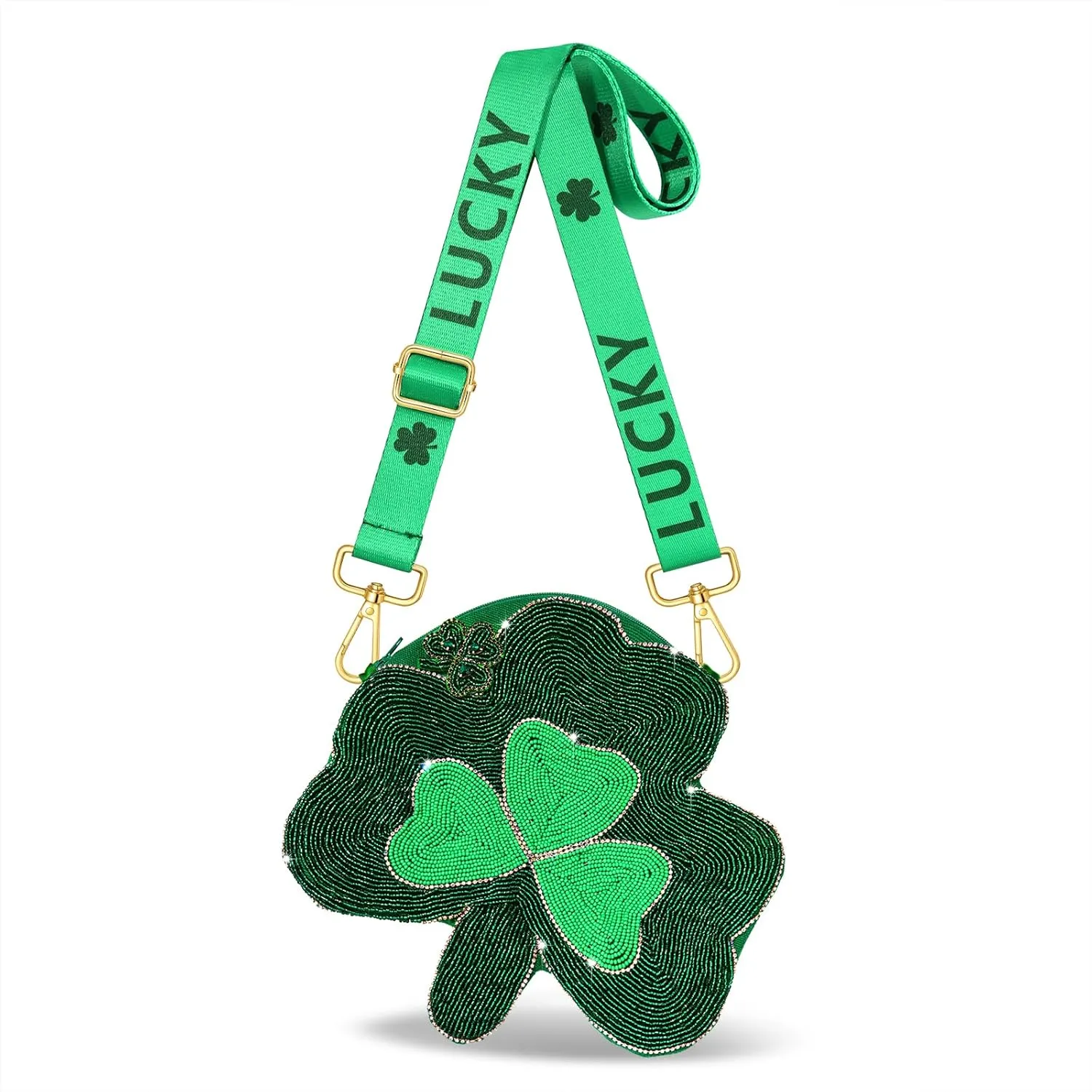 St.Patrick’s Day Purse for Women Beaded Lucky Shamrock Crossbody Purse Green Irish Shoulder Bag Party Favors Gifts