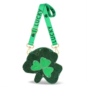 St.Patrick’s Day Purse for Women Beaded Lucky Shamrock Crossbody Purse Green Irish Shoulder Bag Party Favors Gifts