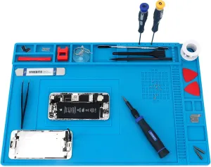 STREBITO Silicone Soldering Mat Electronics Mat, Solder Pad Heat Resistant 932°F, Magnetic Work Mat Silicone Repair Mat for Soldering, Computer, Laptop, Cell Phone, RC, Watch, Gun, Size 17.7" x 11.8"