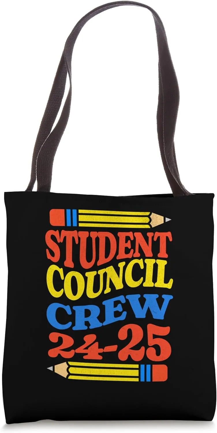 Student Council Crew 2024-2025 School Pride Retro Groovy Tote Bag