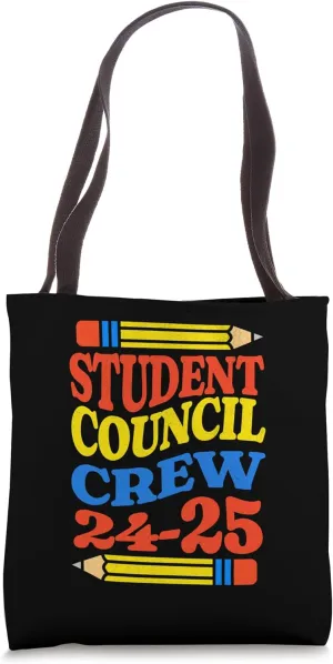 Student Council Crew 2024-2025 School Pride Retro Groovy Tote Bag