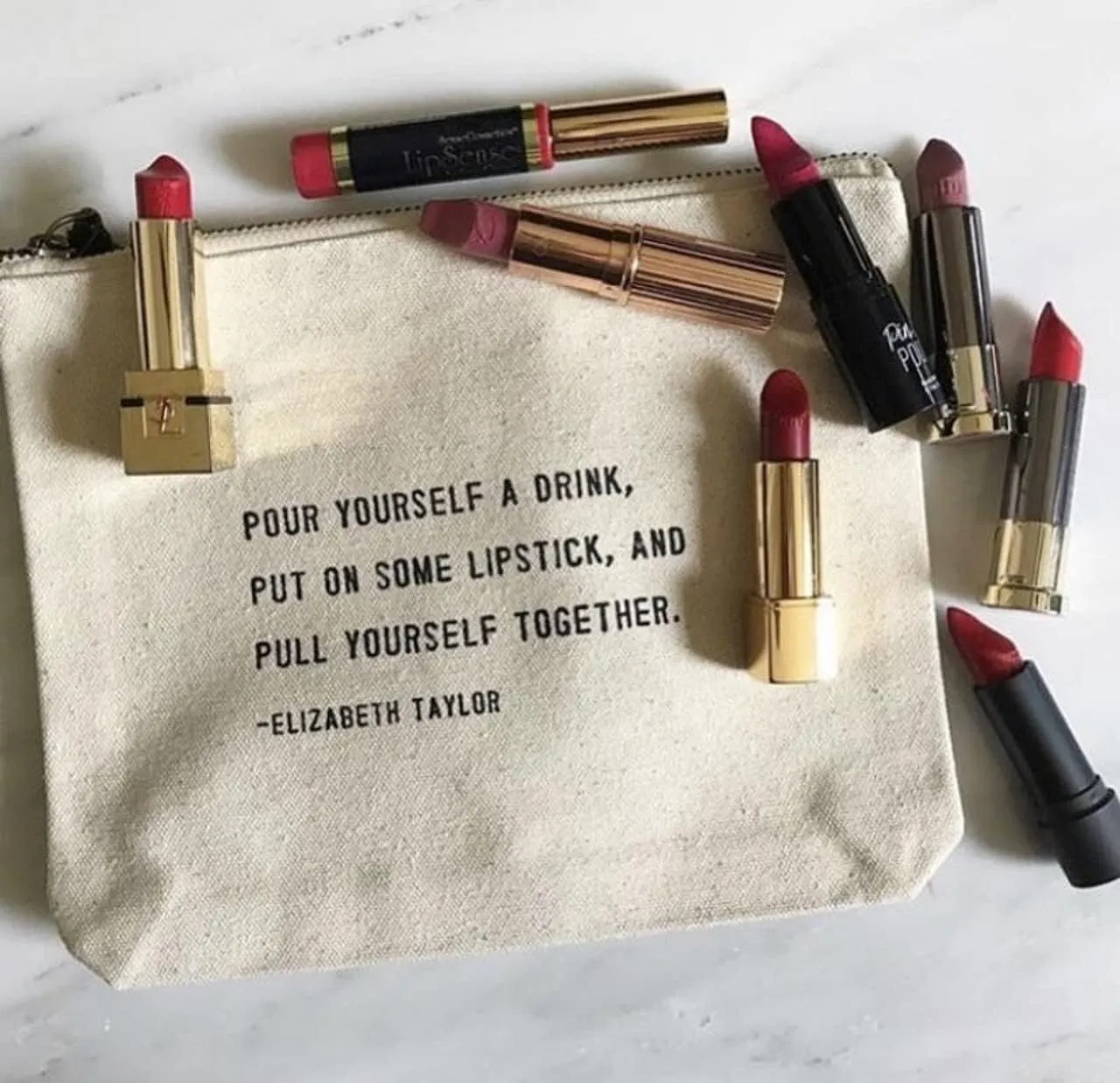 Sugarboo & Co. This Is The Beginning Canvas Zip Bag, Makeup Bag For Women, Multi Purpose Toiletry Bag, Pencil Case Organizer