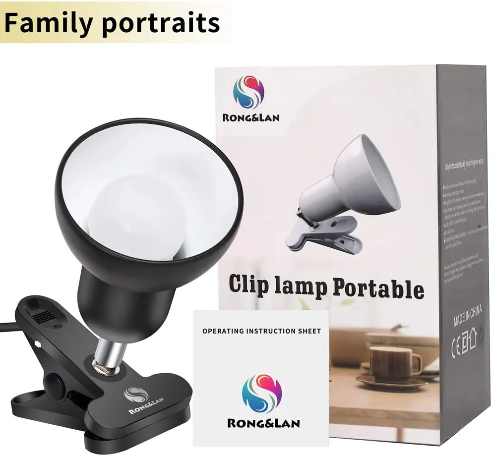 Sun-Rising Rong&LAN Cilp on Light,360° Rotation Clip on Lamp Portable Book Reading,Clamp on Desk/Table/Bunk Bed/Cupboard Home Lighting, (Clamp Light Seven Colors for Your Choice) Red