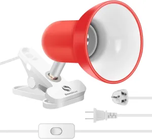 Sun-Rising Rong&LAN Cilp on Light,360° Rotation Clip on Lamp Portable Book Reading,Clamp on Desk/Table/Bunk Bed/Cupboard Home Lighting, (Clamp Light Seven Colors for Your Choice) Red