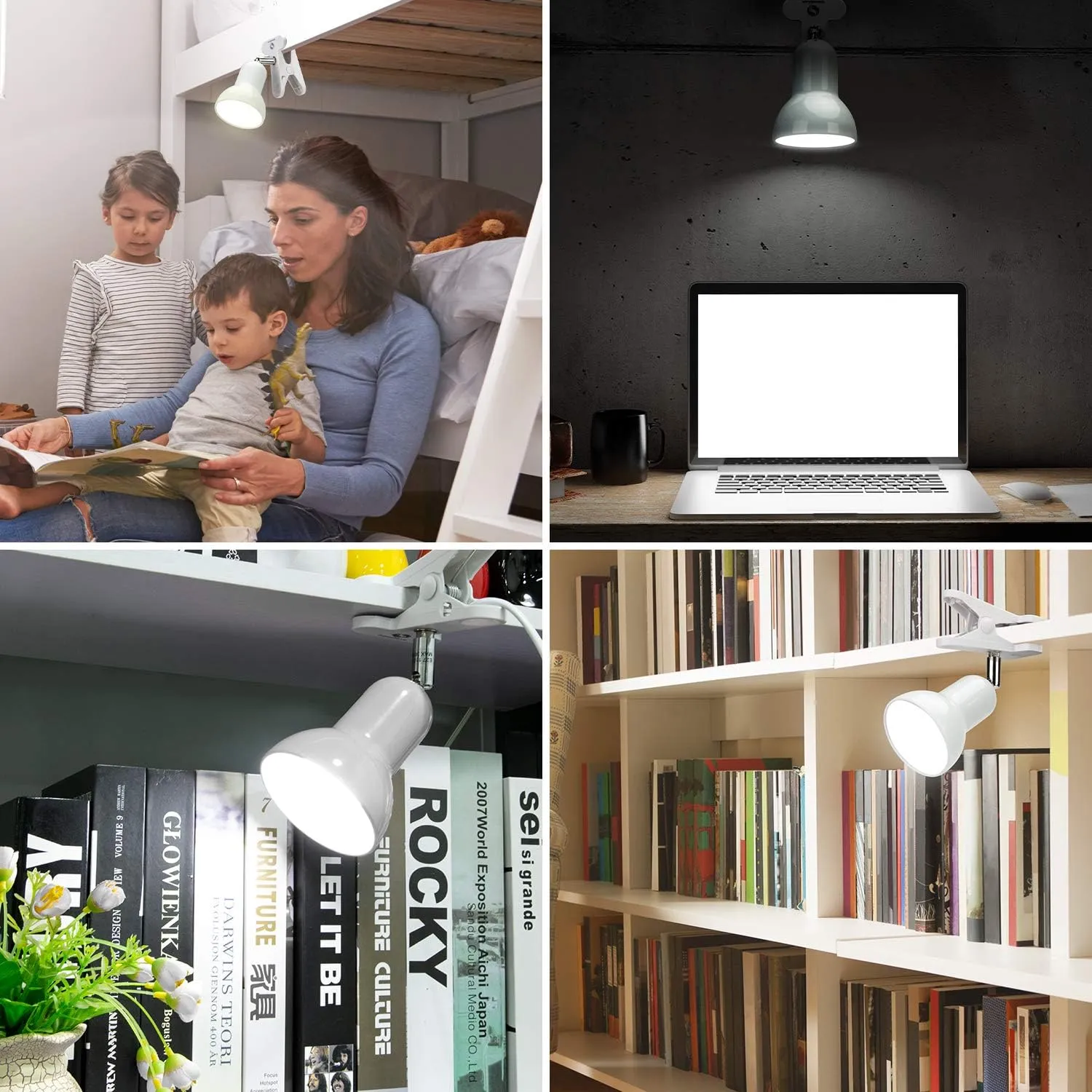Sun-Rising Rong&LAN Cilp on Light,360° Rotation Clip on Lamp Portable Book Reading,Clamp on Desk/Table/Bunk Bed/Cupboard Home Lighting, (Clamp Light Seven Colors for Your Choice) Red