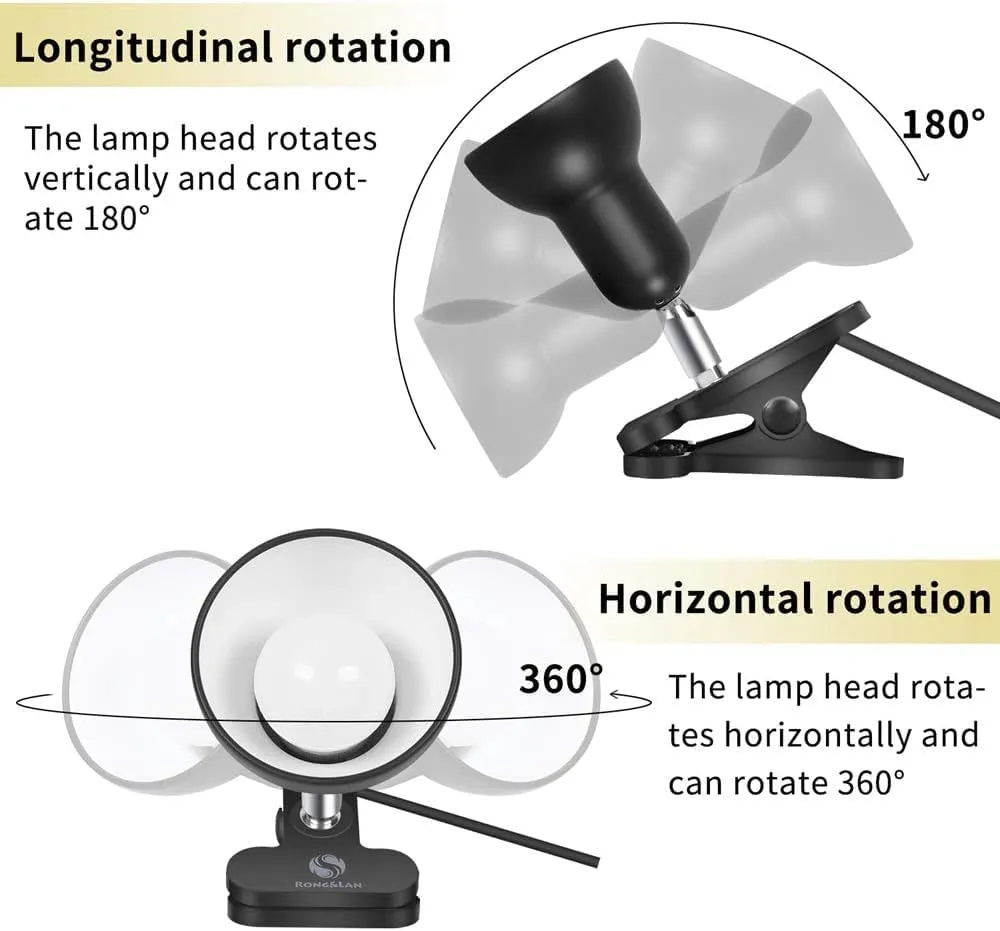 Sun-Rising Rong&LAN Light clamp,360° Rotation Clip on Lamp Portable Book Reading Light,Clamp on Desk/Table/Bunk Bed/Cupboard Home Lighting, (Desk lamp,Seven Colors for Your Choice) Green