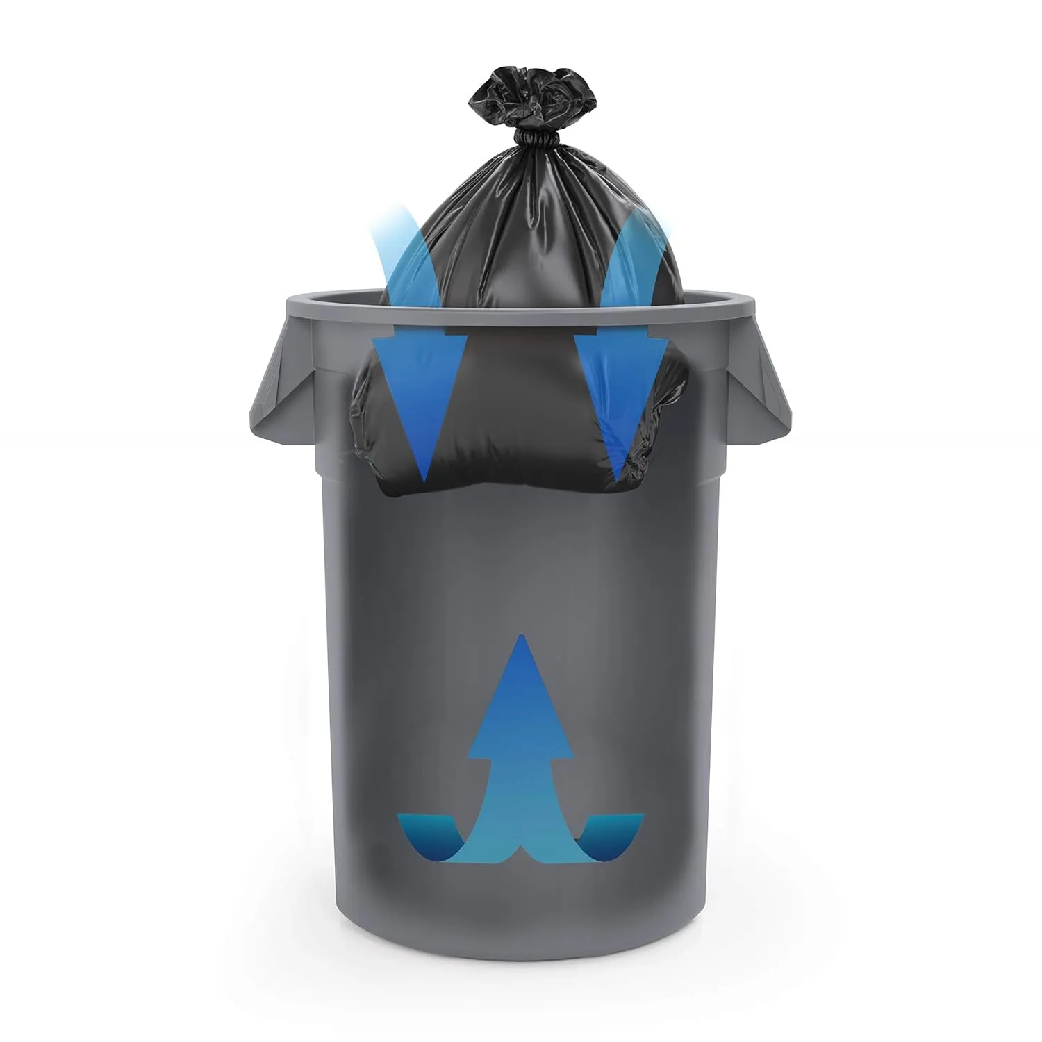 Suncast Commercial Products 44 Gallon Trash Can with Vented Channels, Ergonomic Handles, Rolled Upper Lip, Made in The USA, Blue, Made in The USA