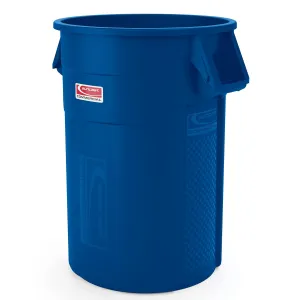 Suncast Commercial Products 44 Gallon Trash Can with Vented Channels, Ergonomic Handles, Rolled Upper Lip, Made in The USA, Blue, Made in The USA