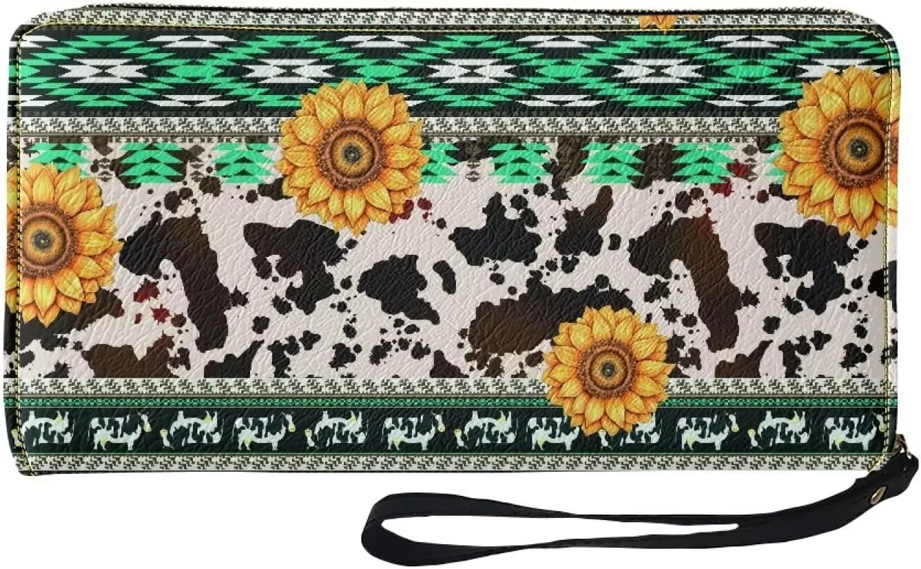 Sunflower Wallet for Women Around Zipper Long Purse Travel Clutch Bag