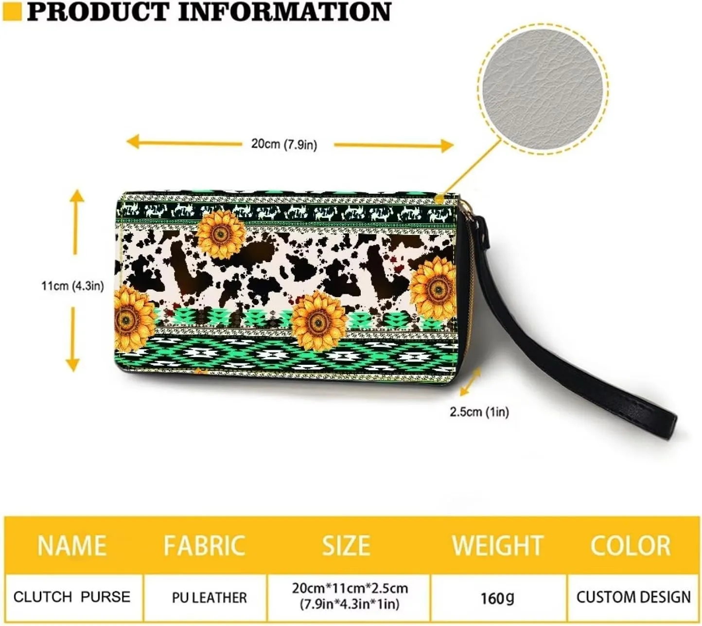 Sunflower Wallet for Women Around Zipper Long Purse Travel Clutch Bag