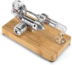 Sunnytech Hot Air Stirling Engine Colourful LED Single Flywheel Education Toy Electricity Power Generator M14-03-S