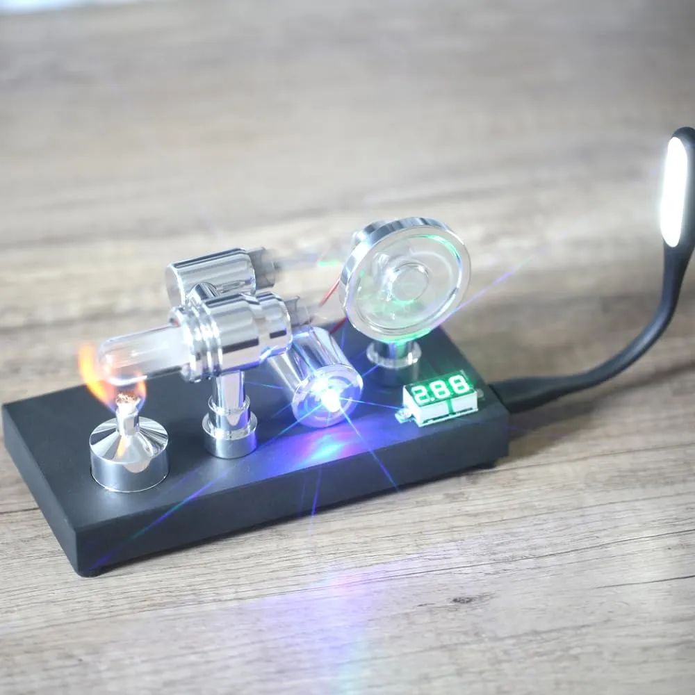 Sunnytech Hot Air Stirling Engine Motor Electricity Generator Educational Colorful LED SC (SC011)