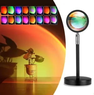 Sunset Lamp Night Light - 16 Colors & 4 Modes Sunset Projection Lamp with Remote, Color Changing Rainbow Sunlight Lamp, Romantic Visual Led Light Projector for Photography Room Decor