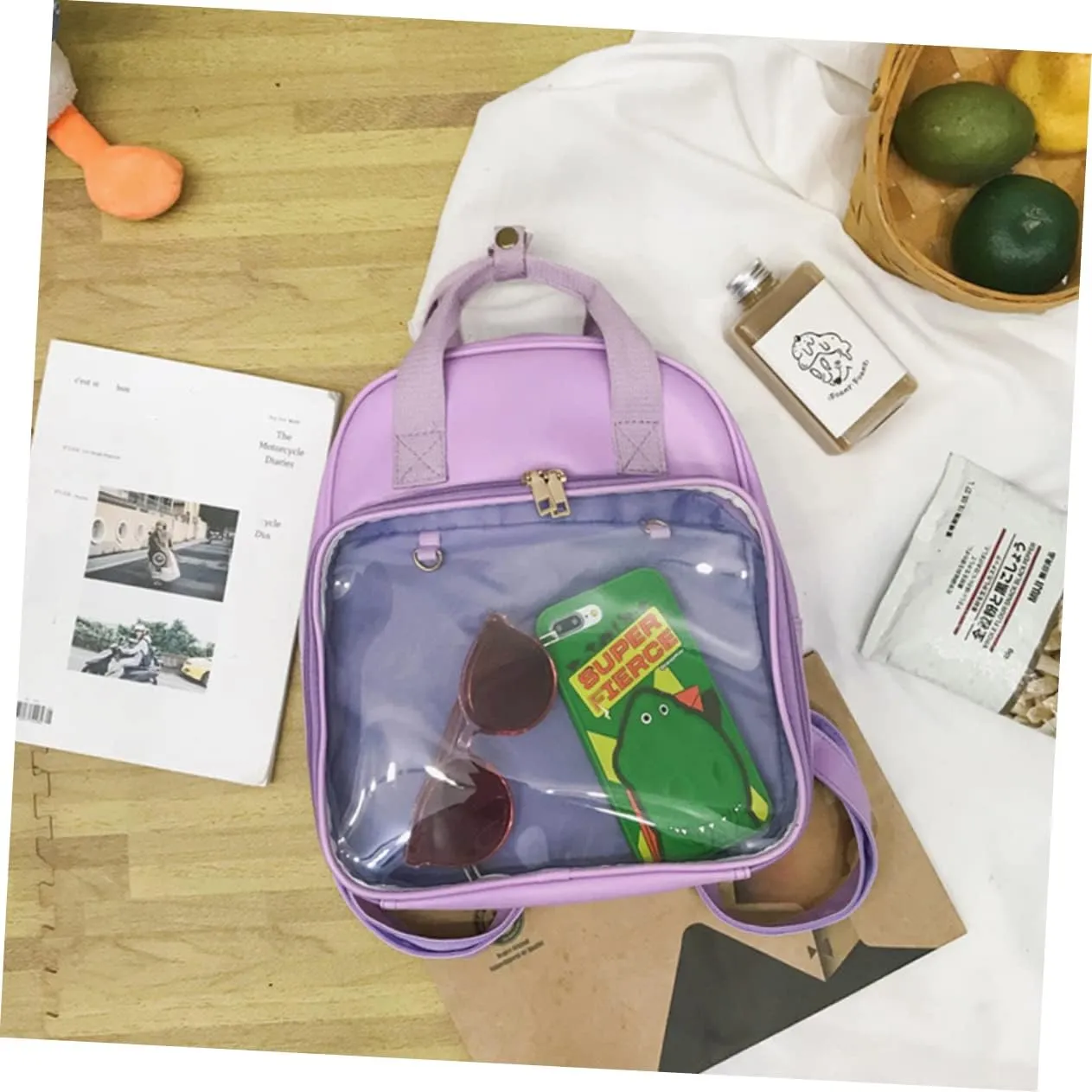 Super Spacious Pvc School Bag Candy Backpack for Ages Comfort Straps and Multiple Storage Pockets